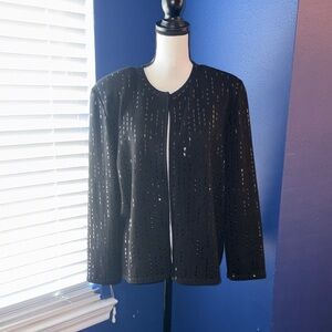 Toula Black Open-Front Cardigan with Sequin Details – Size 18